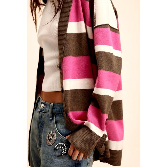 Free People League Of Her Own Cardigan Aurora Pinecone Combo M - Picture 3 of 4